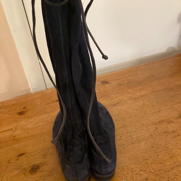 Stuart Weitzman Kneezie Suede Boots Navy sz 8.5 - Picture 10 of 11